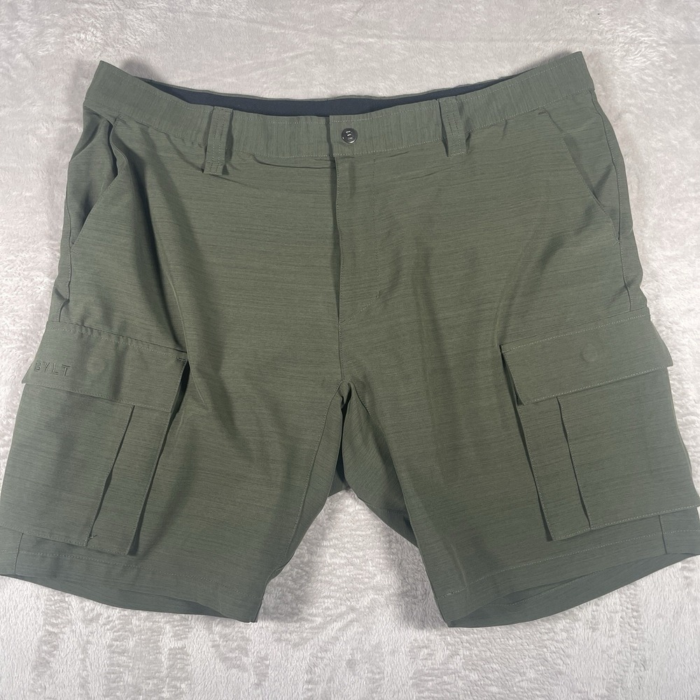 BYLT Premium Basics Kinetic‎ Cargo Shorts Men's Size 40 Green Athletic Stretch